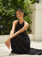 Stylish Sleeveless Halter Neck Maxi Dress