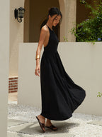 Chic Halterneck Full-Length Dress for Evening Events