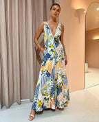 Lemonade Patterned Dress with Lace Detailing
