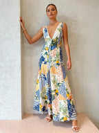 Lemonade Patterned Dress with Lace Detailing