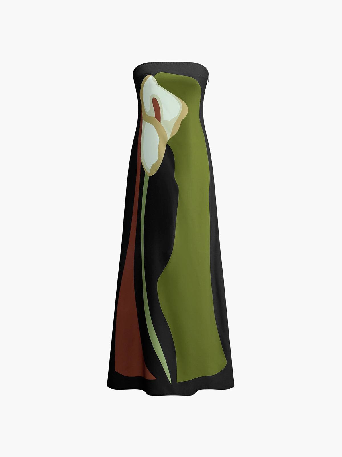 Floral Pattern Split Tube Maxi Dress