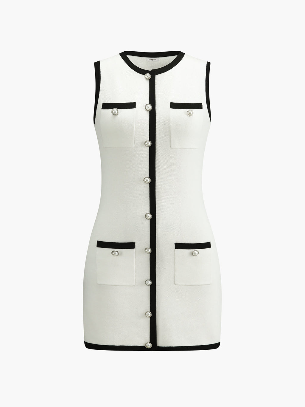 Multi-Pocket Sleeveless Sweater Dress with Button Details