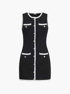 Sleeveless Sweater Dress with Multiple Pockets and Buttons