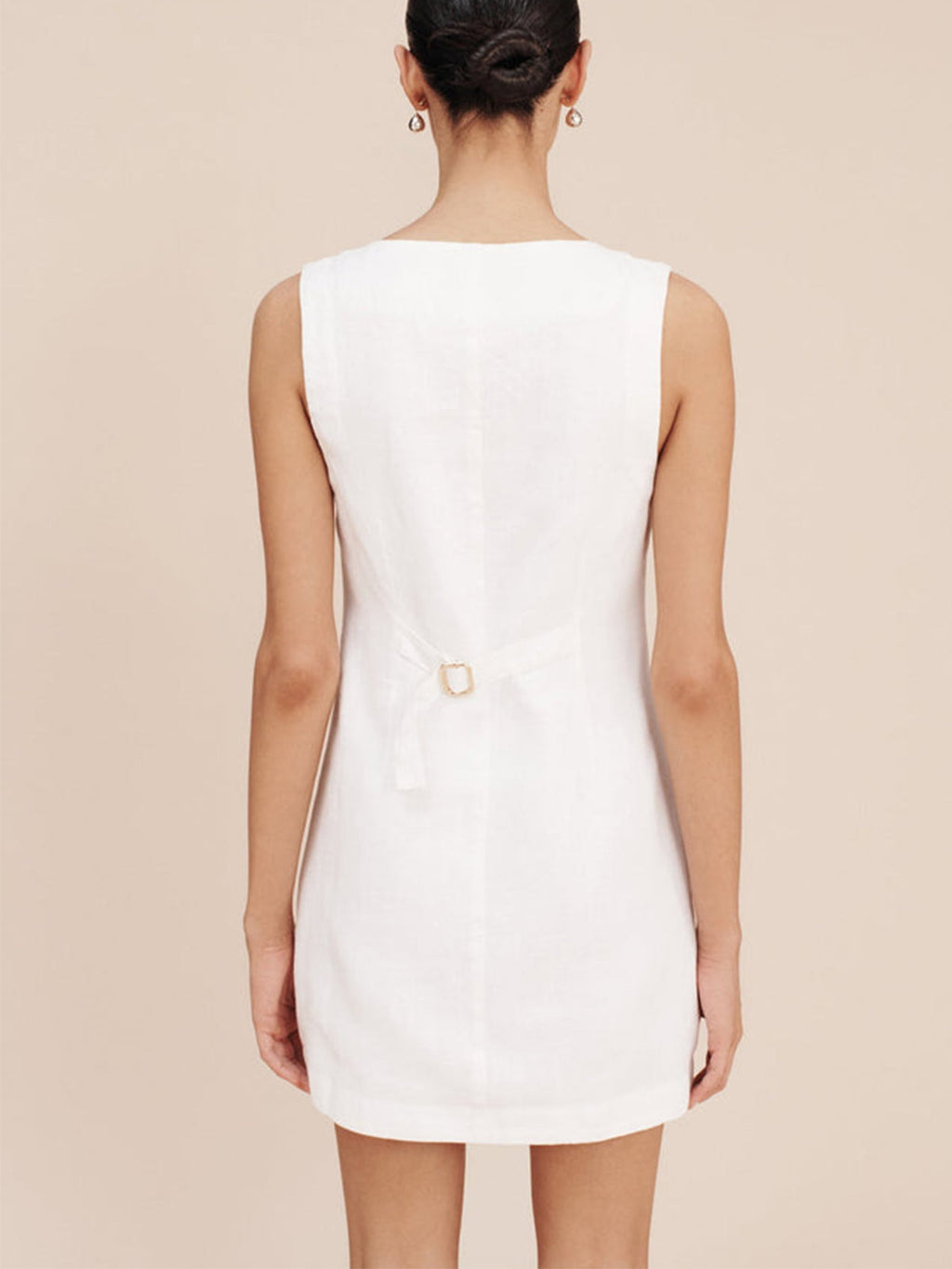 Cotton Dress with Button-Front Design and Short Hem