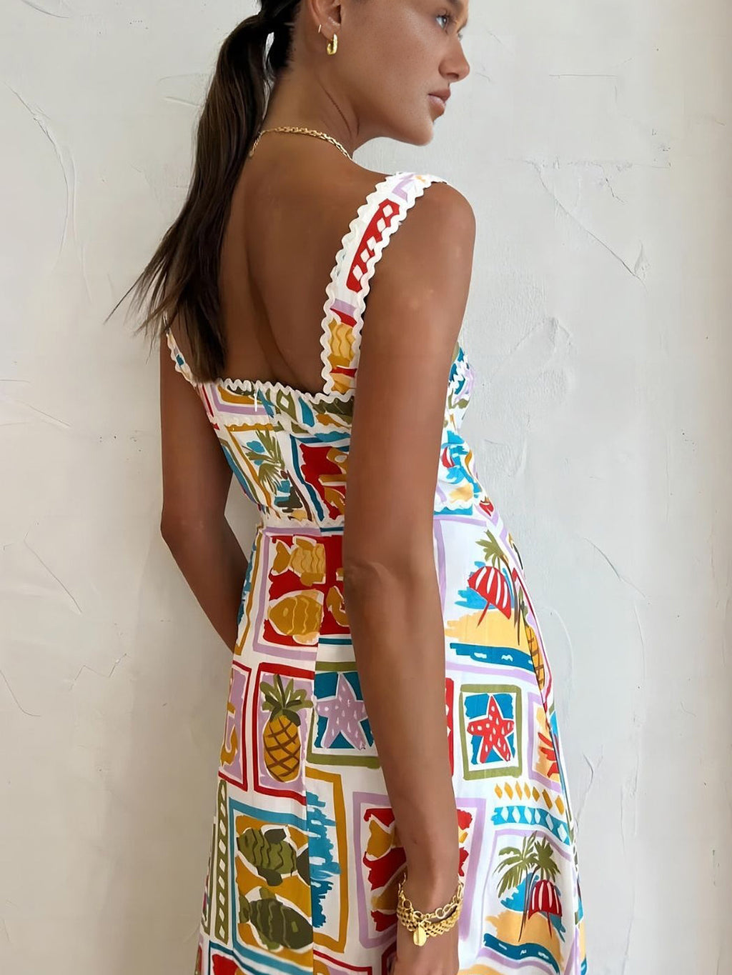 Graffiti-Inspired Sleeveless Maxi Dress