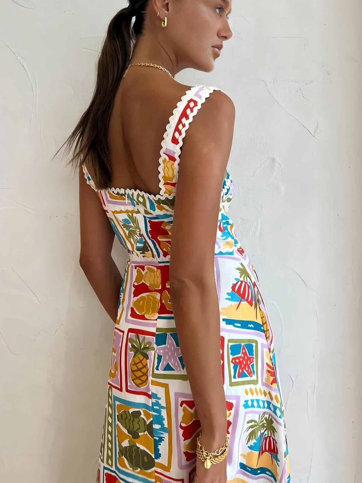 Graffiti-Inspired Sleeveless Maxi Dress
