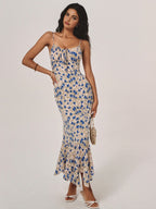 Floral Knotted Dress with Asymmetrical Hem