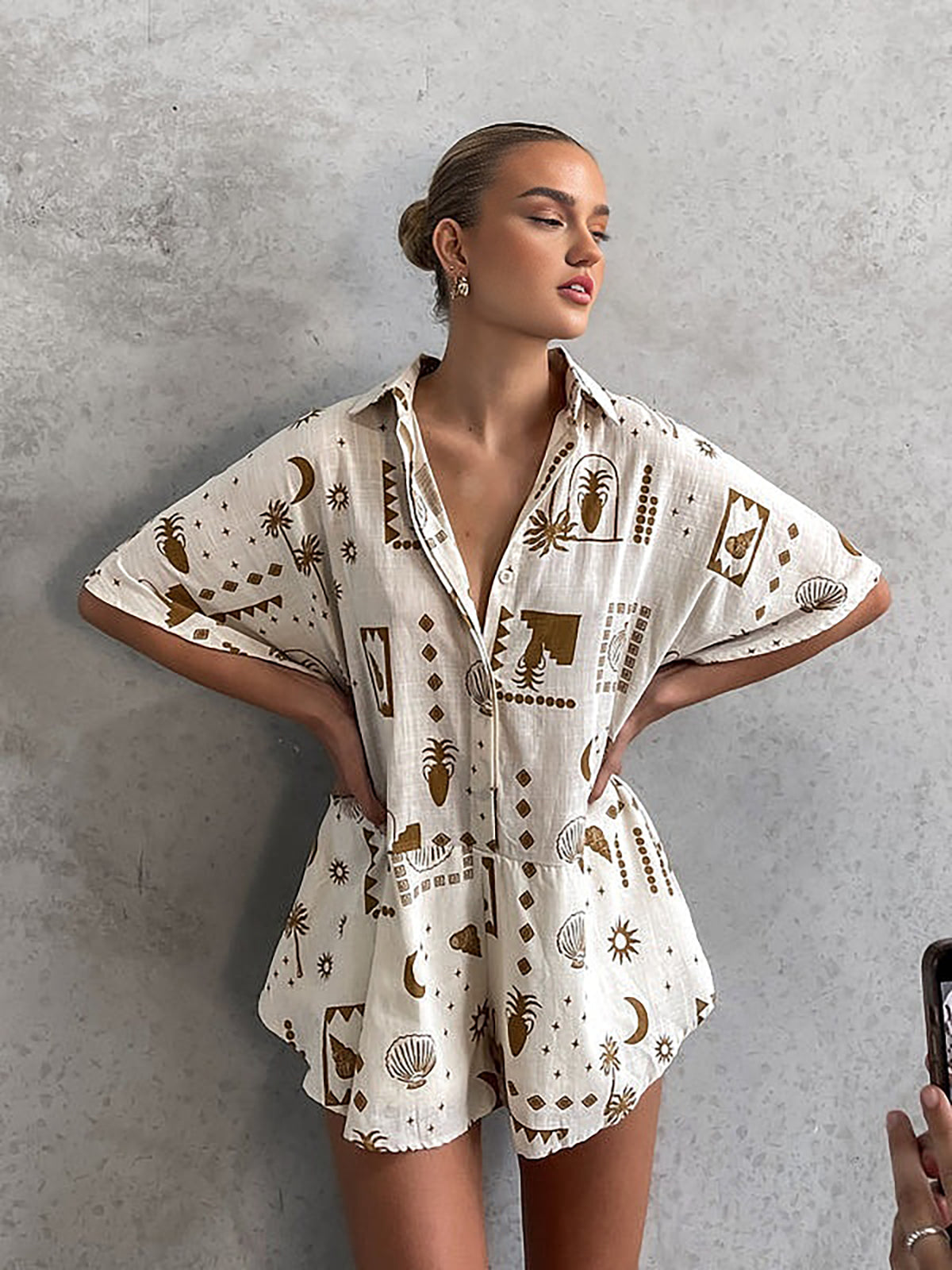 Lightweight Semi-Sheer Patterned Jumpsuit