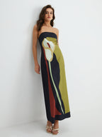 Large Floral Pattern Split Neckline Maxi Dress