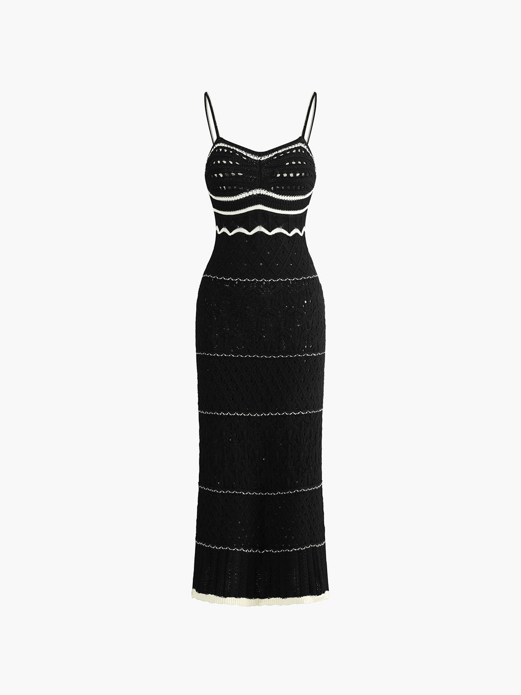 Paros Crochet Eyelet Midi Dress with Sheer Panels
