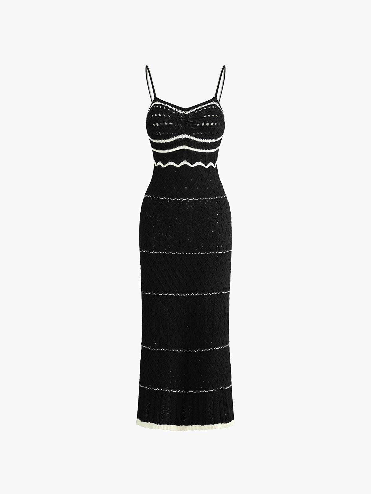 Paros Crochet Eyelet Midi Dress with Sheer Panels
