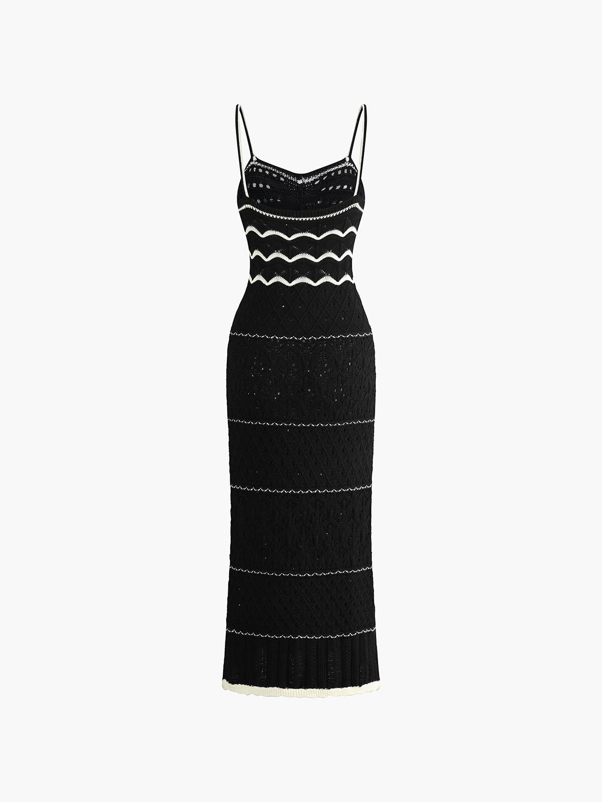 Paros Crochet Eyelet Midi Dress with Sheer Panels
