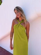 Crisscross Halter Neck Long Dress with Side Split