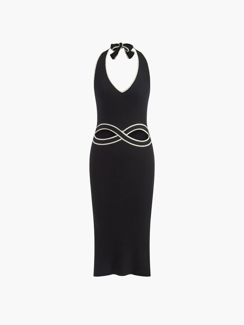 V Neck Halter Dress with Front Split Detail