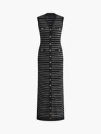 Striped Sweater Dress with Metal Buttons