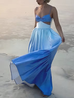 Backless Long Dress with Cami Top and Cutouts