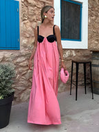 Halter Neck Bra-Spliced Long Dress