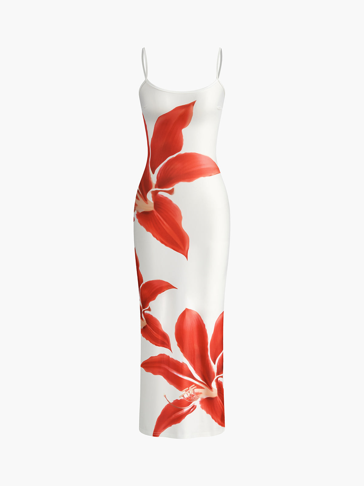 Floral Print Sleeveless Dress with Long Split