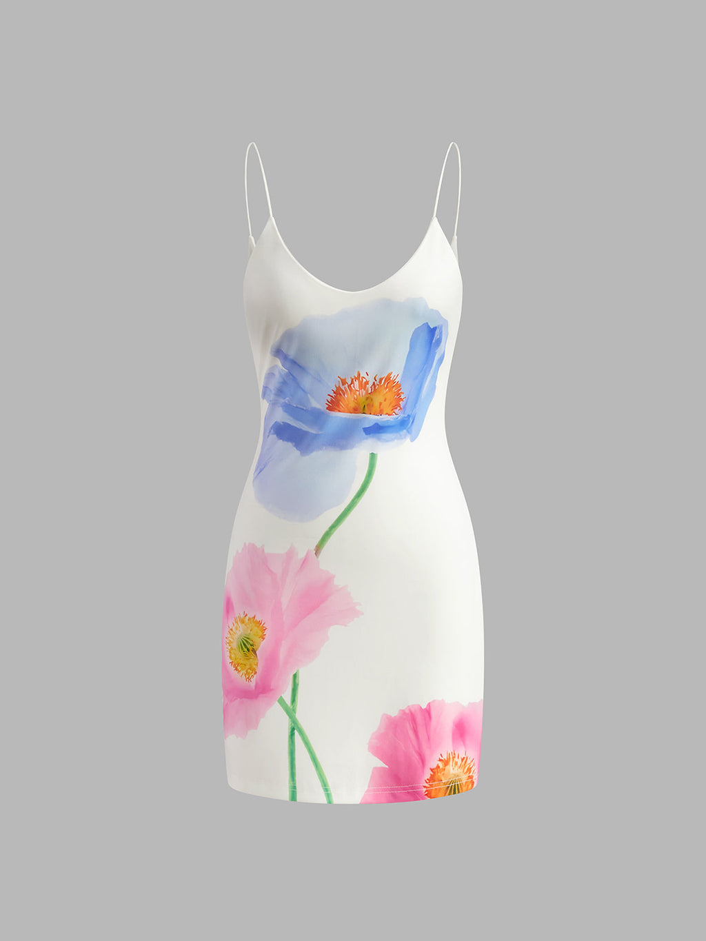 Floral Print Backless Mini Dress