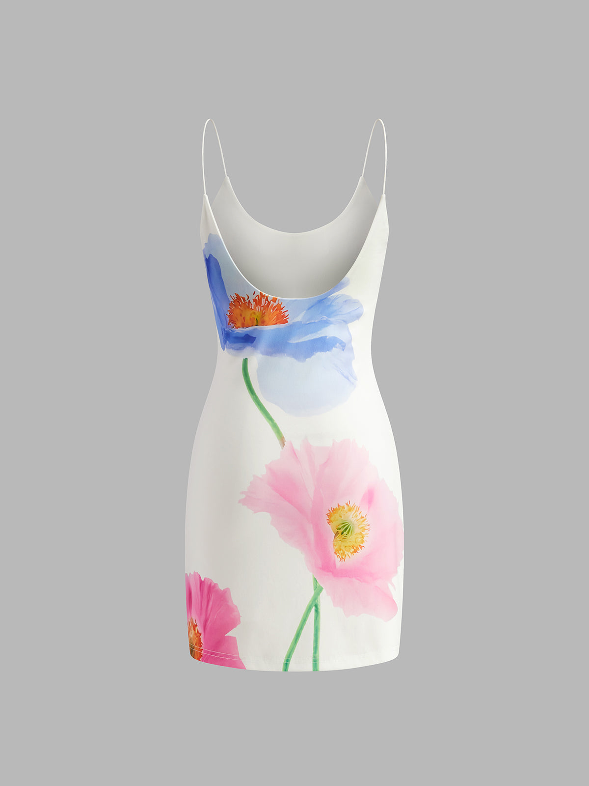 Floral Print Backless Mini Dress