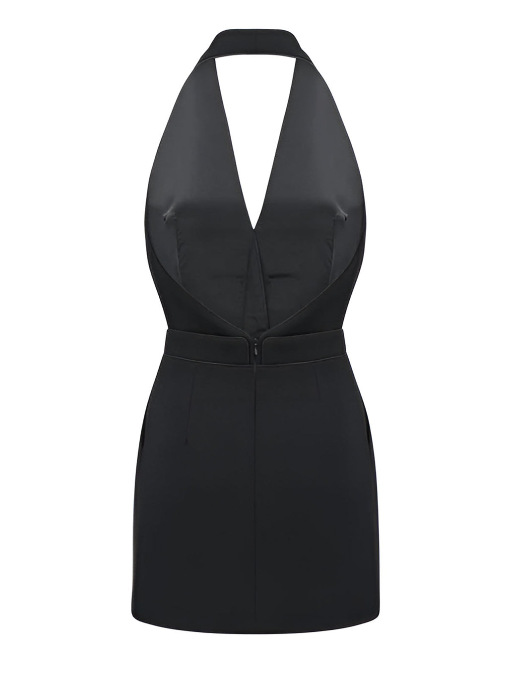 Sleeveless V Neck Halter Dress with Gold Accents