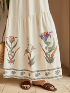 Floral Print Backless Dress with Pleated Design