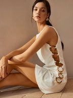 O-Ring Detail Sleeveless Dress with Cutouts