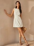 Sleeveless Dress with O-Ring Detail at the Neckline