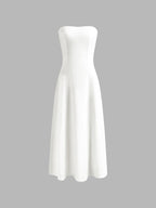 Linen Blend Long Dress with Basic Pockets