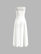 Linen Blend Long Dress with Basic Pockets