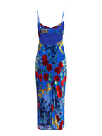 Velvet Dress with Floral Appliqué on Cami Style