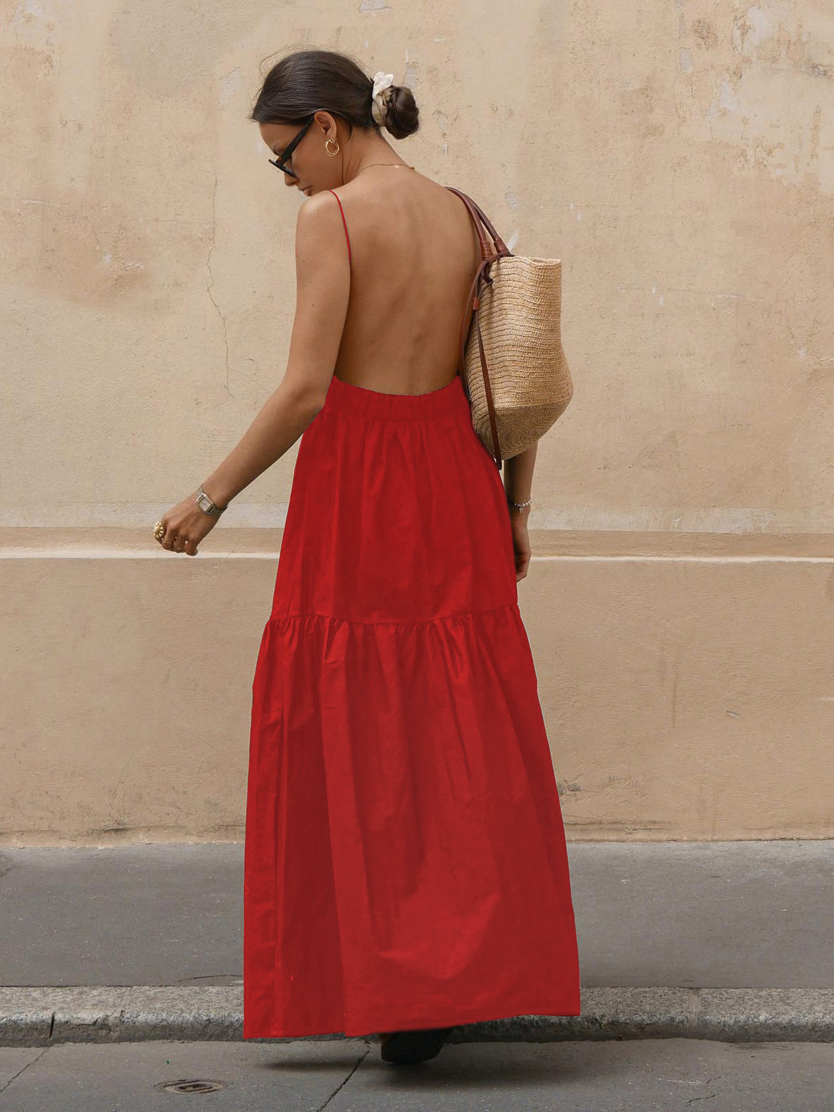 Elegant Sleeveless Long Dress with Open Back