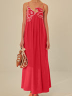 Embroidered Fish Pattern Semi-Sheer Cami Dress