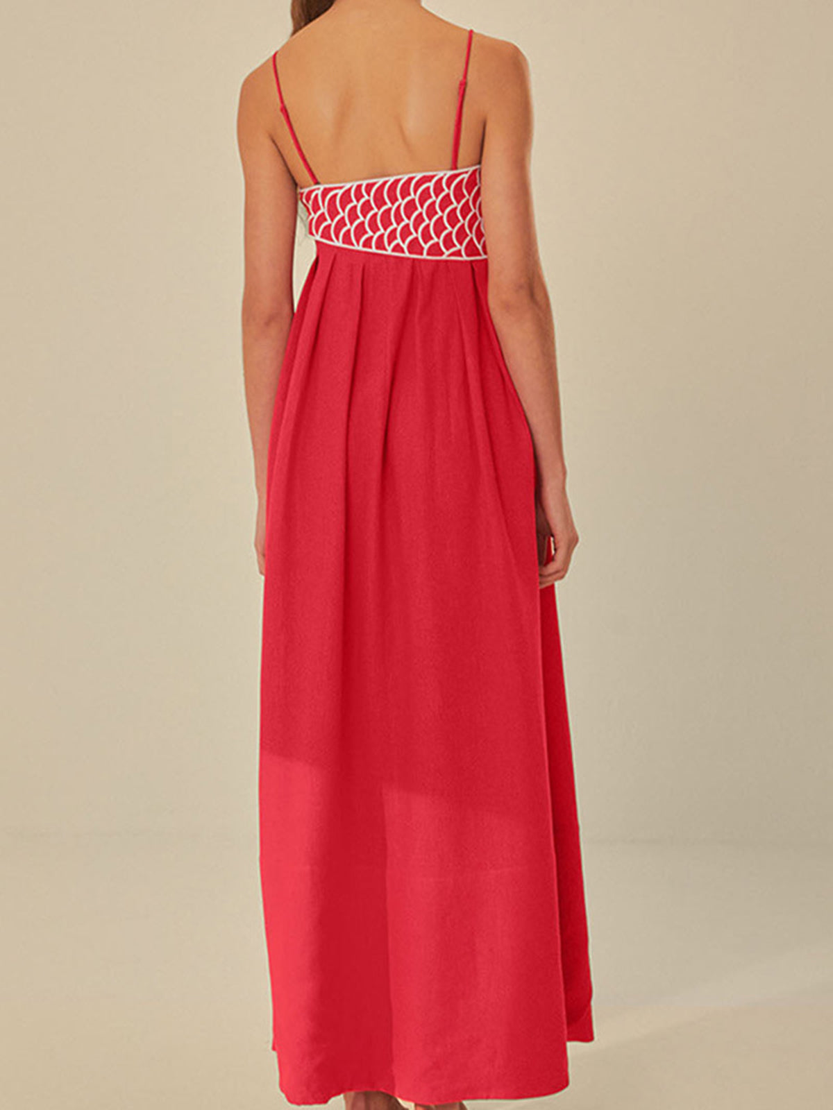 Embroidered Fish Design Semi-Sheer Camisole Dress