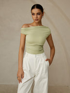 Unique Asymmetrical Neckline, Sleeveless Top