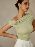 Unique Asymmetrical Neckline, Sleeveless Top