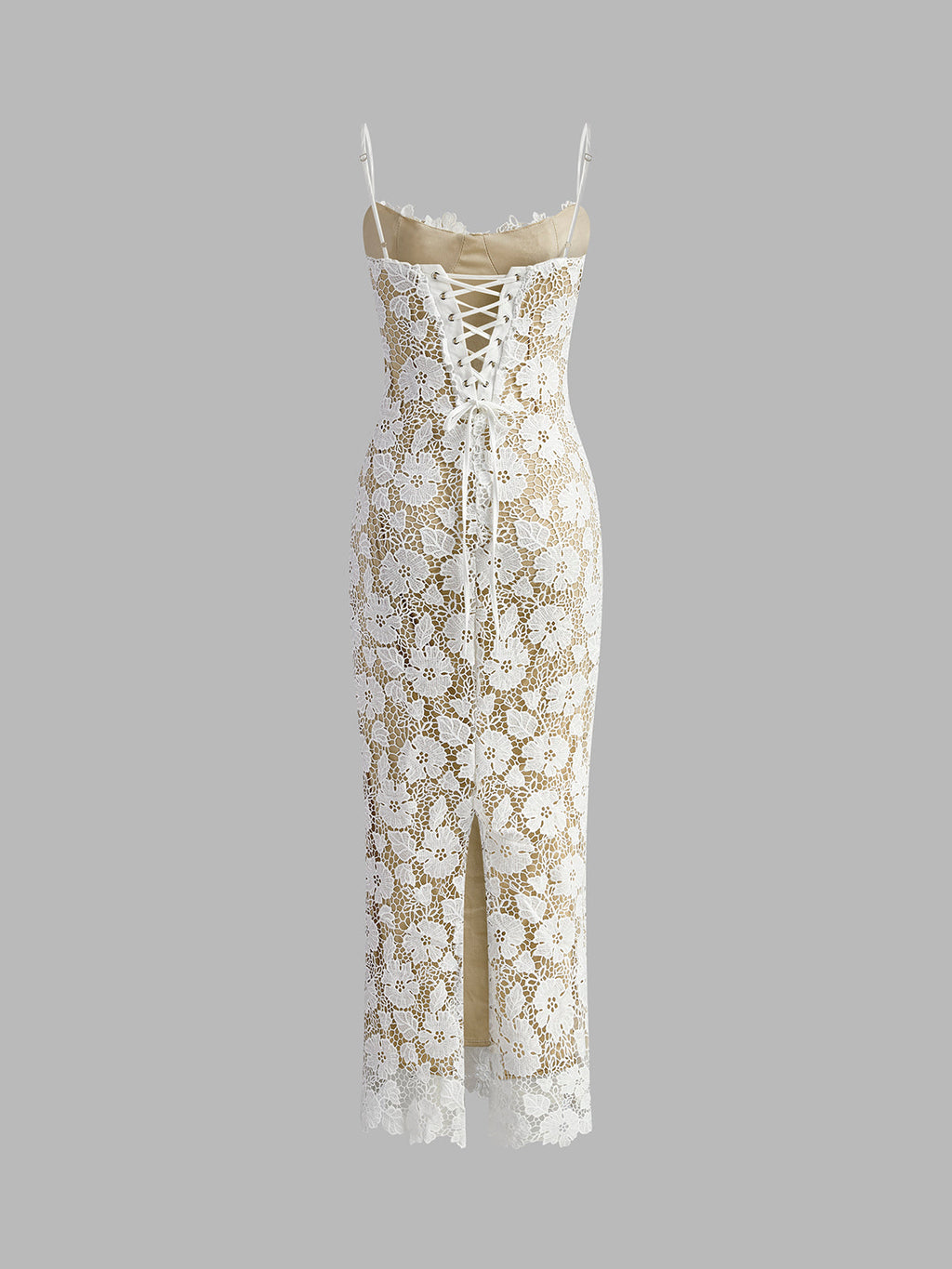 Delicate Double Layer Lace Camisole Dress with Sheer