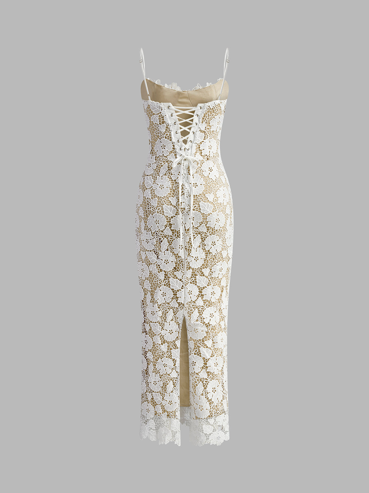 Delicate Double Layer Lace Camisole Dress with Sheer