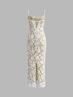 Elegant Double Layered Lace Semi-Sheer Cami Dress