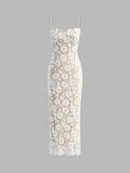 Delicate Double Layer Lace Camisole Dress with Sheer