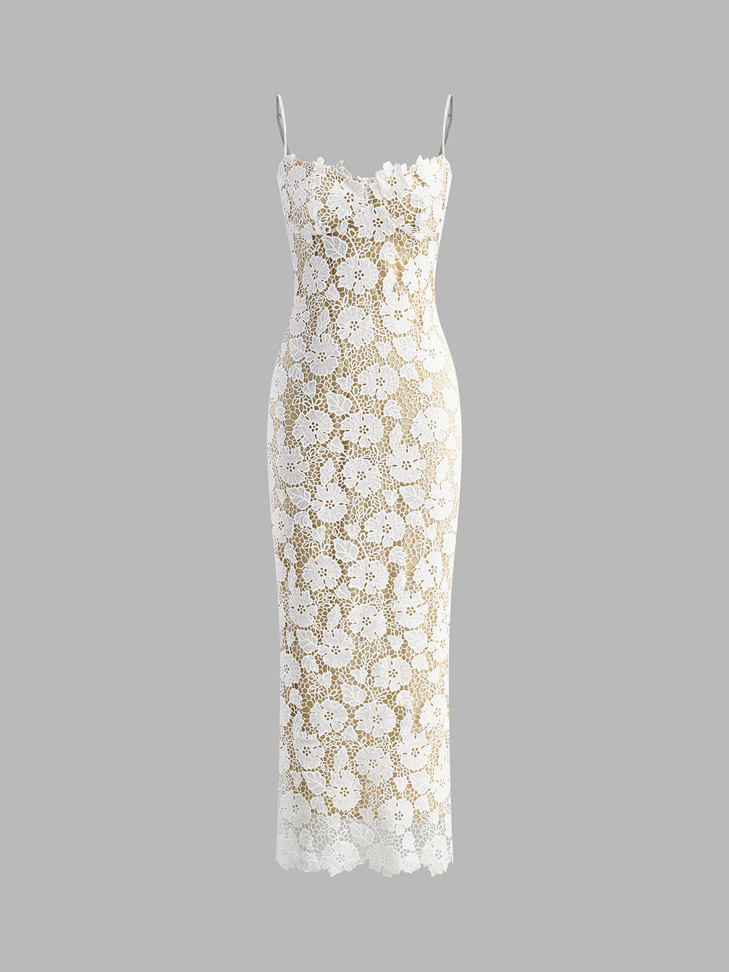 Elegant Double Layered Lace Semi-Sheer Cami Dress