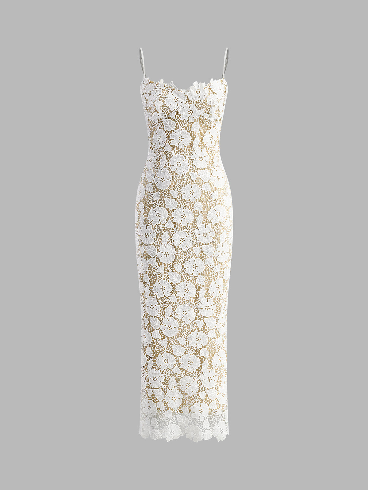 Elegant Double Layered Lace Semi-Sheer Cami Dress