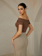 Elegant Pleated Off-Shoulder Tee