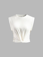 Knotted Cotton Tee with Stylish Twist Design