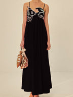 Embroidered Fish Motif Semi-Sheer Cami Dress