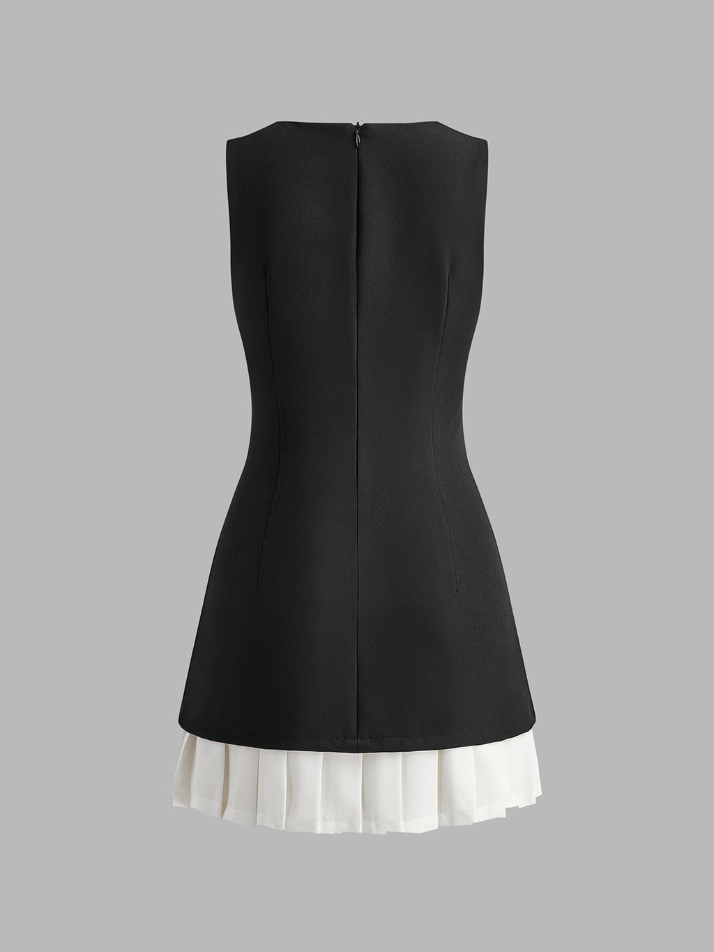 Contrasting Color Sleeveless Pleated Mini Dress
