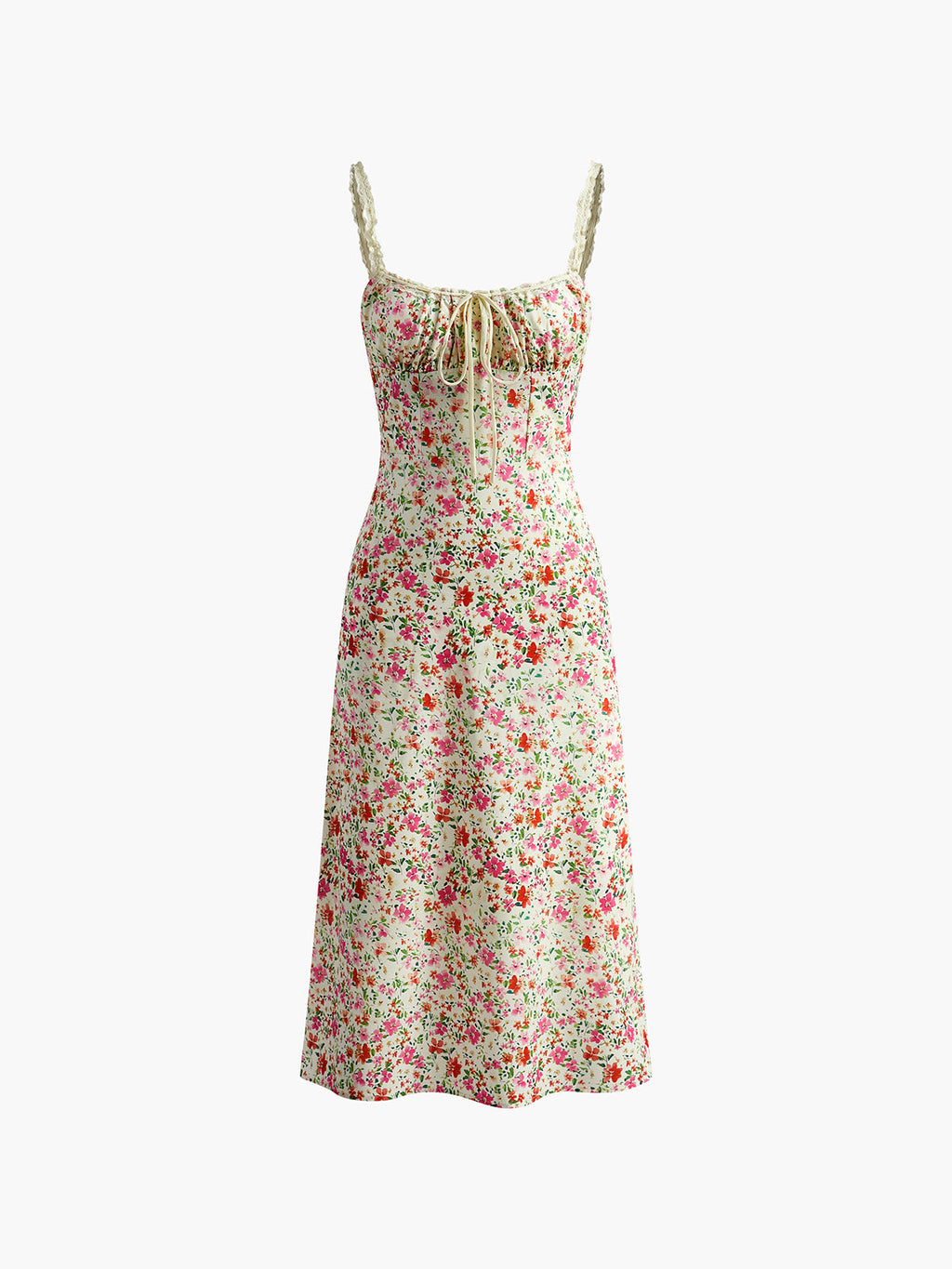 Floral Trim Cami Style Midi Dress