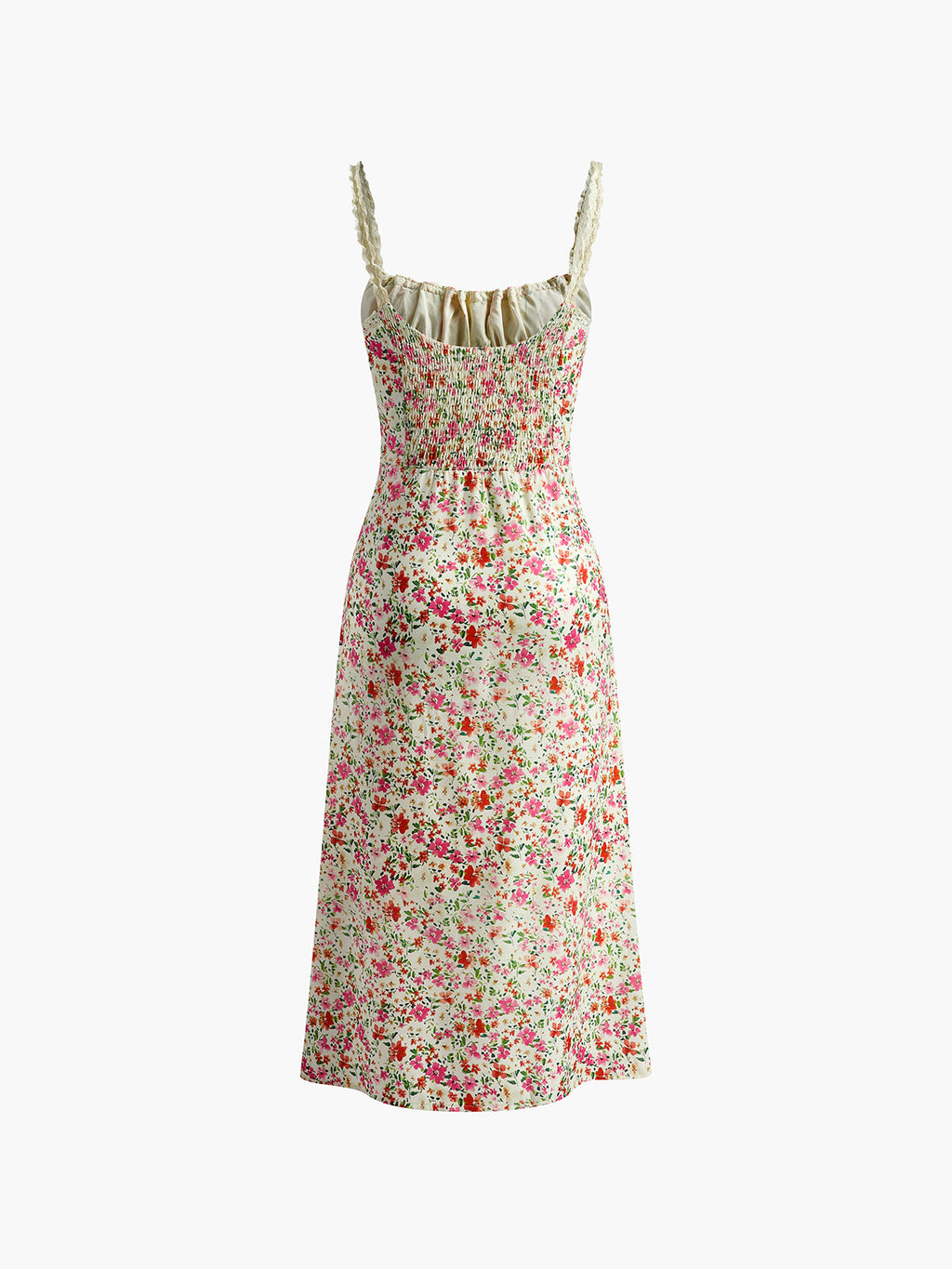 Floral Trim Sleeveless Midi Cami Dress