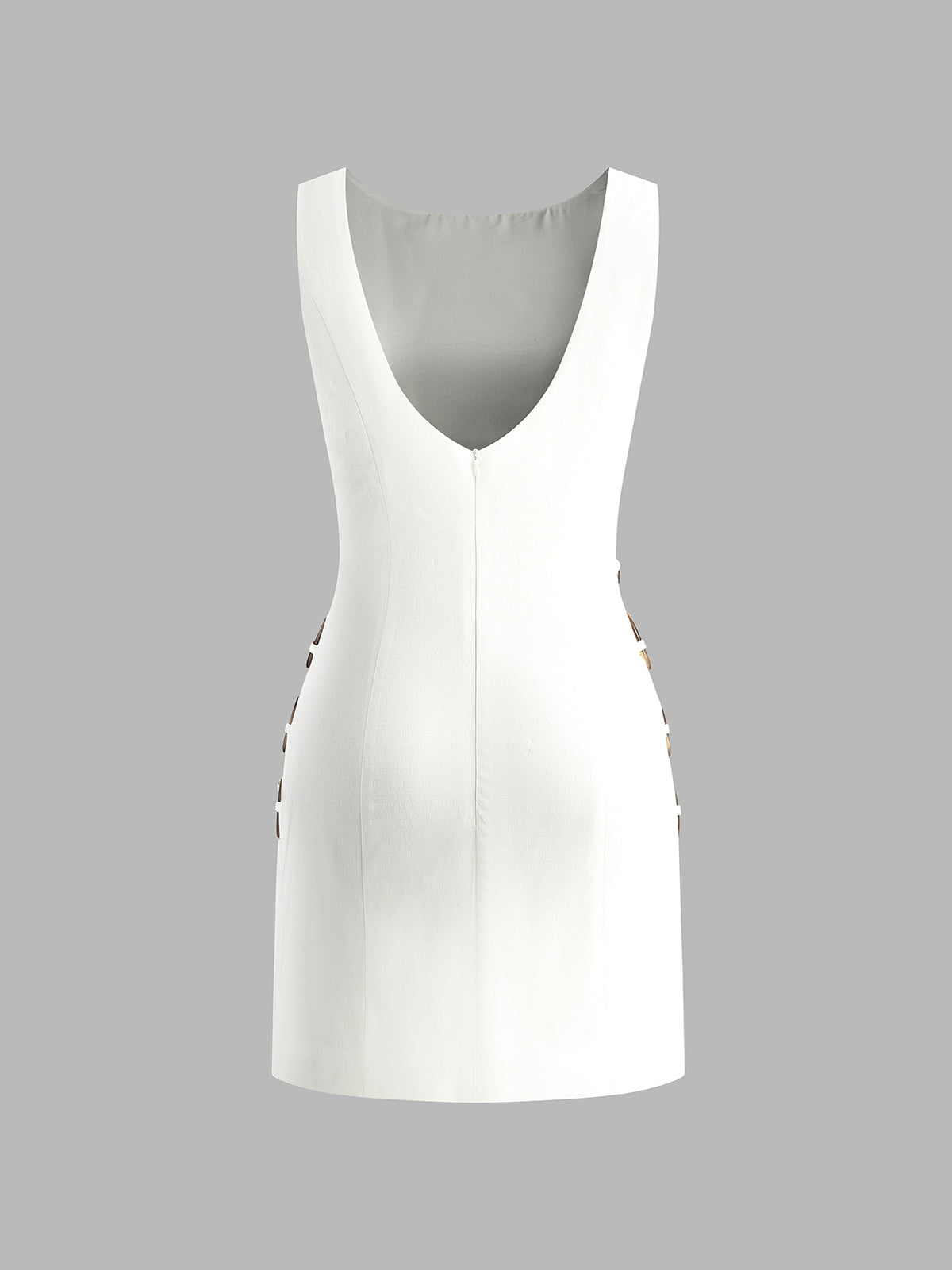 Sleeveless Dress with O-Ring Detail at the Neckline