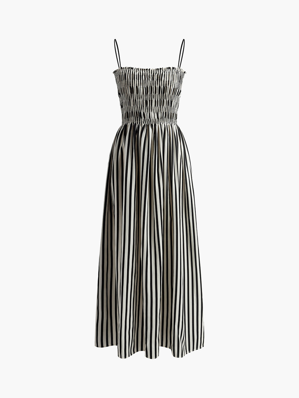 Sleeveless Long Dress with Pinstripe Pattern